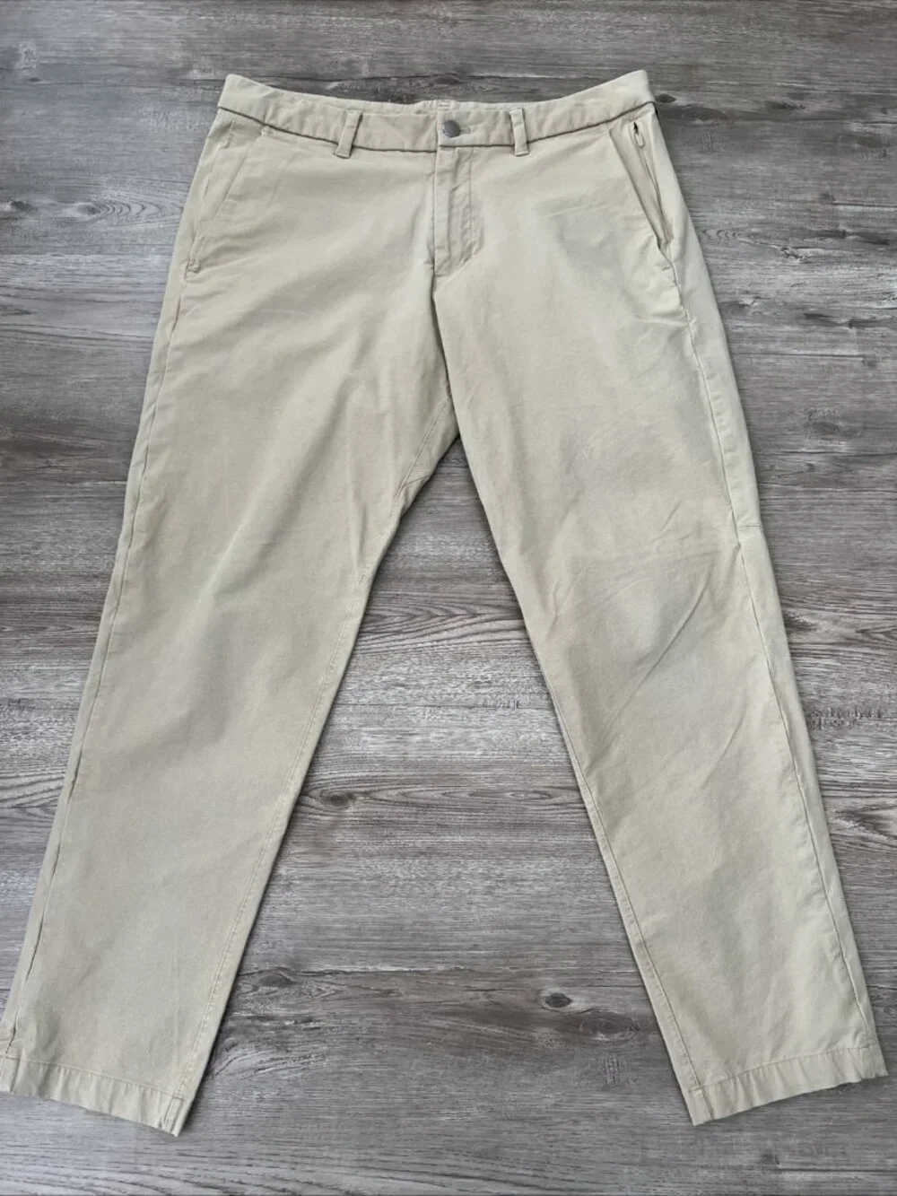 Lululemon Commission Pants Mens Actual 34x27 Tan Swift Cotton‎ Slim Fit